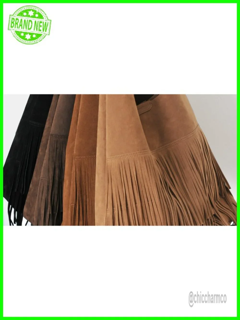 Faux Suede Fringe Hobo Bag with Magnetic Snap Closure